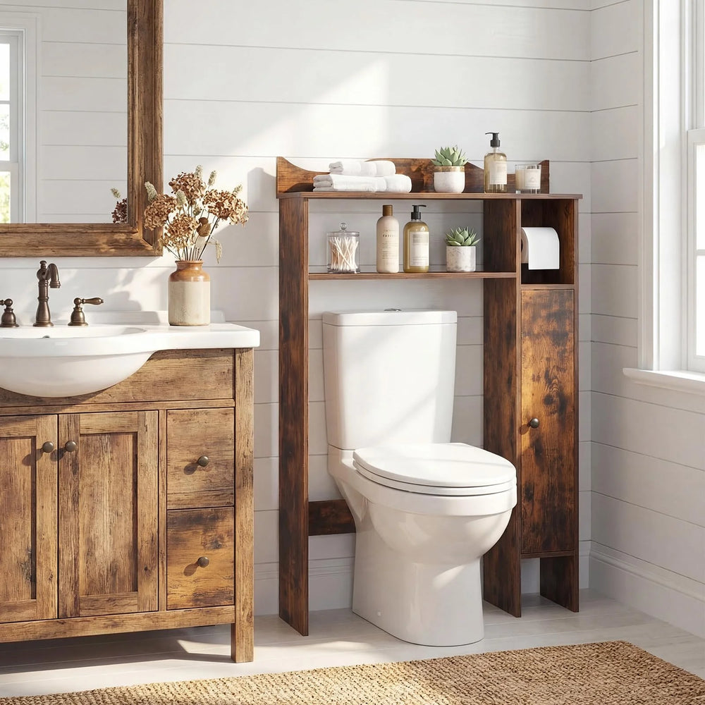 Tangkula Over the Toilet Storage Cabinet with Toilet Paper Holder & Adjustable Shelves