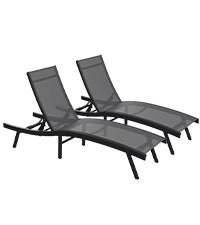 AECOJOY Outdoor Chaise Lounge, All Weather Pool Lounge Chairs Ergonomic Design (Dark Grey, 1 PCs)
