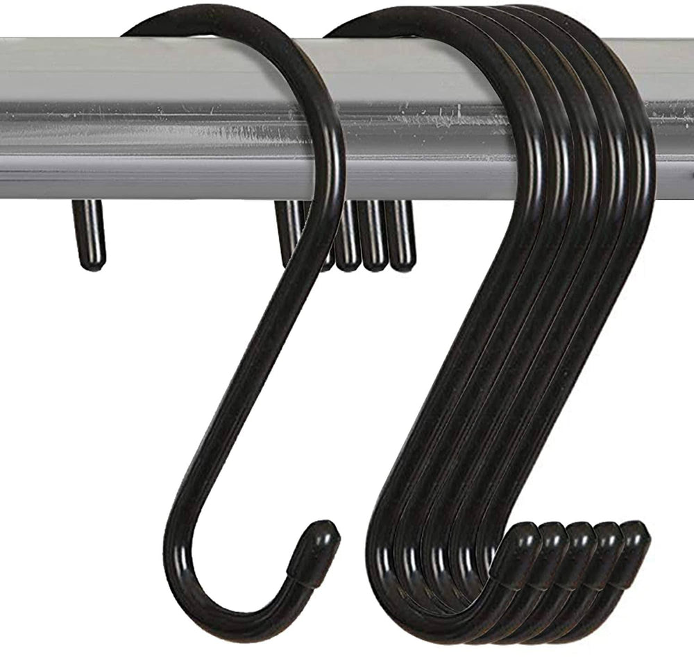 Smart Design Premium S Hooks with Rubber Gripped Finish Set of 6 - Steel Metal Frame - Rust Resistant Finish - Hanging Kitchen, Closet, and Storage