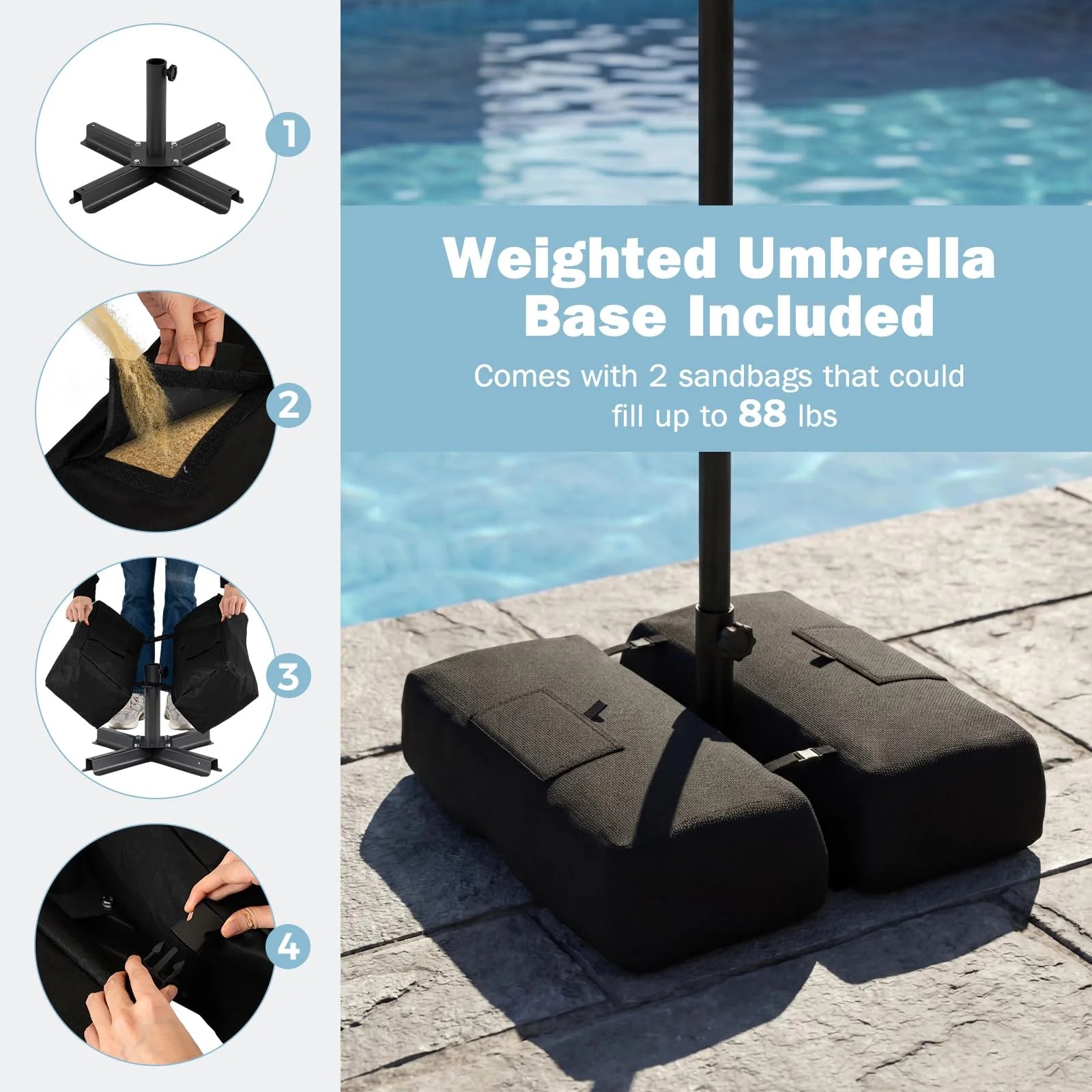 Tangkula 9 FT Patio Umbrella with Base Included