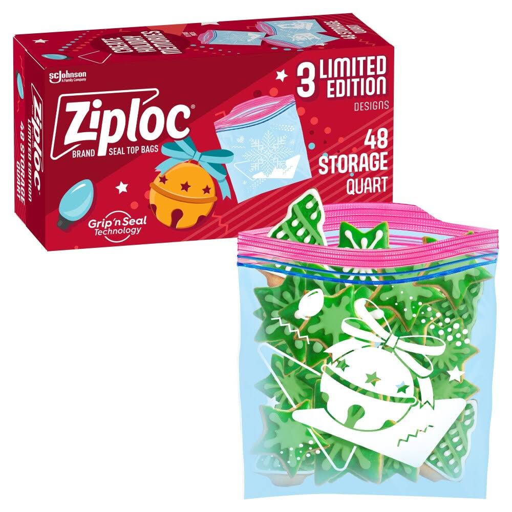 Ziploc Seal Top Bags, Storage, Quart - 48 bags